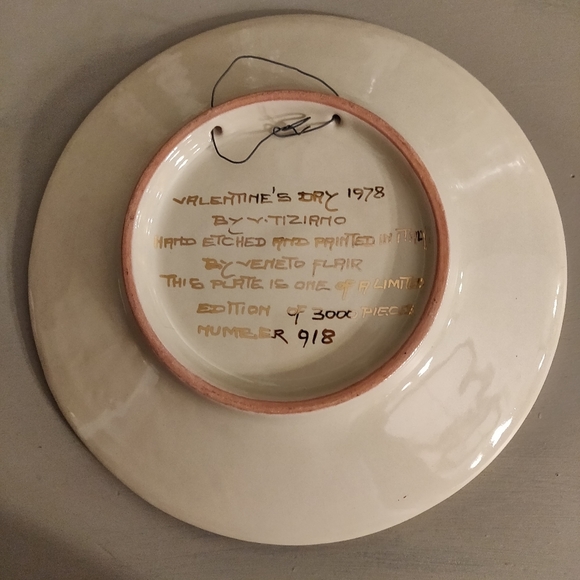 V. Tiziano Hand Painted & Etched Valentine's Day 1978 Plate Limited Edition #918 - Picture 8 of 8